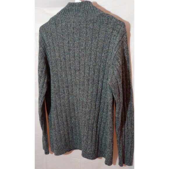 Oscar De La Renta Size XL Grey Ribbed Knit Quarter Zip Mock Neck Cotton Sweater - Picture 10 of 10